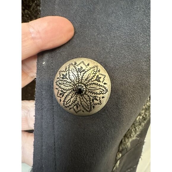 Wooly Bully Wear Large Suede Jacket Black Warm Long - Picture 4 of 6